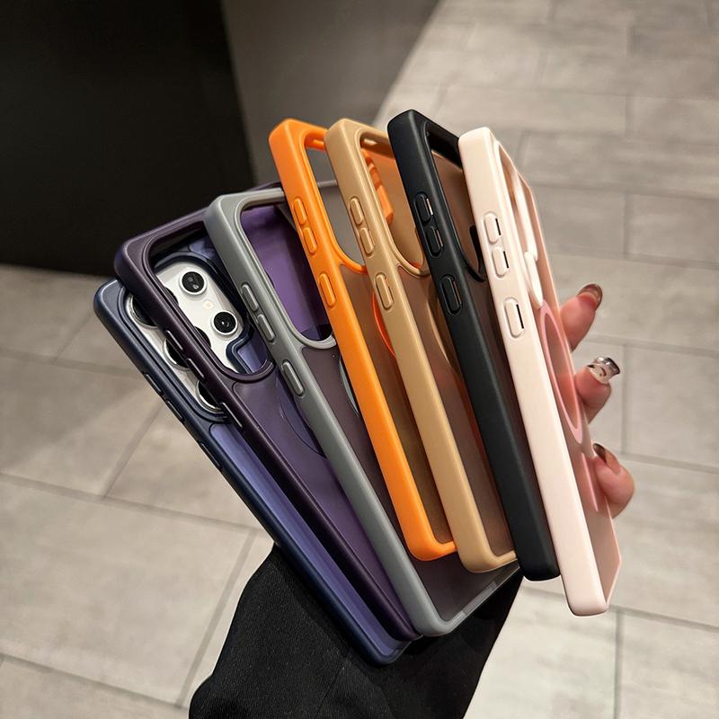 Matte Translucent Lens Protect Phone Case For Samsung Galaxy A56 A36 A16 5G A55 A35 A15 Magnetic Wireless Charge Cover