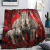 1PC Red Rose Animals Print Flannel Blanket, High Quality All Seasons, Home Decor, Warmth and Comfort, Perfect for Christmas Gifts