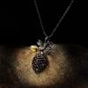 Collana a Bocciolo Bohemia Nero Oro Vintage per Donna Nobile 925 Delicata Catena Corta Choker Rubino