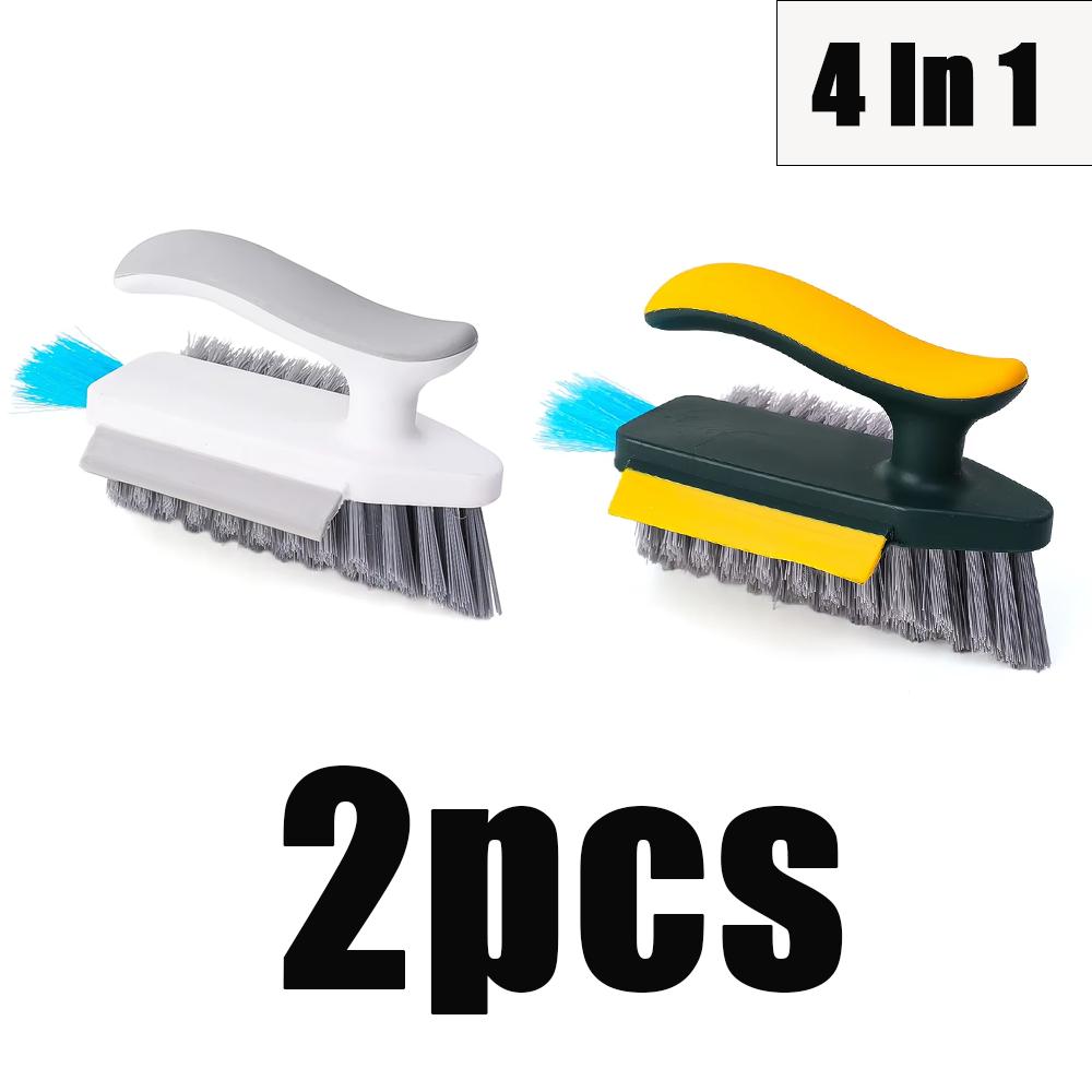 1/2pcs 4 In 1 V-Shape Scrubber Brush For Kitchen Bathroom Tile Floor Gap Window Groove Wall Corner Toilet Brushes Cleaning Tools
