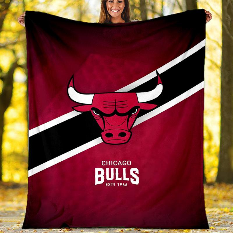 1pc Chicago Bulls Theme Blanket - Digital Print, Polyester, Cozy for All Seasons, Perfect for Outdoor, and Travel
