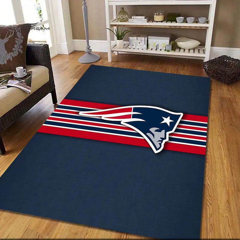 New England Patriots Flannel Pattern Square Carpet,Area Rug,Carpet Rug for Living Room Bedroom Sofa Playroom Decor,Non-slip Floor Mat