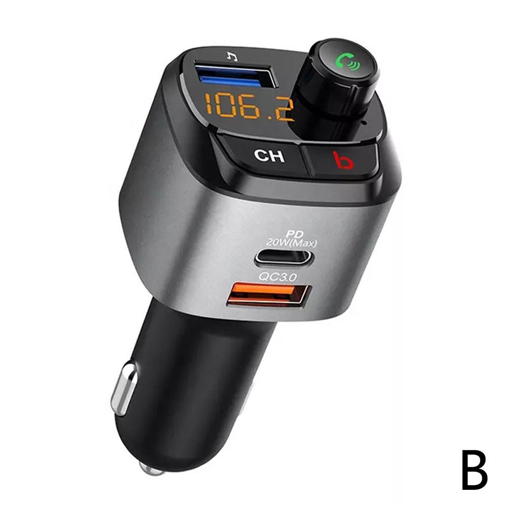 FM Transmitter Bluetooth 5.0 Car Handsfree Audio MP3 Player Adapter USB 18W Quick Charging Type-C FM Modulator