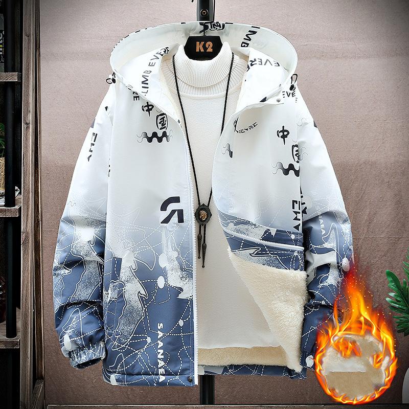 Men's Jacket Hooded Casual Jacket Winter Short Jacket Warm Thickened Hooded Jacket