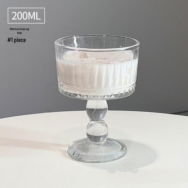 Embossed Glass Stemmed Dessert Cup with Diamond Pattern