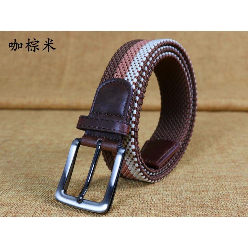 Men'S Elastic Belt, Men'S And Women'S Pin Buckle Elastic Trendy Belt, Canvas Woven Belt, Casual.