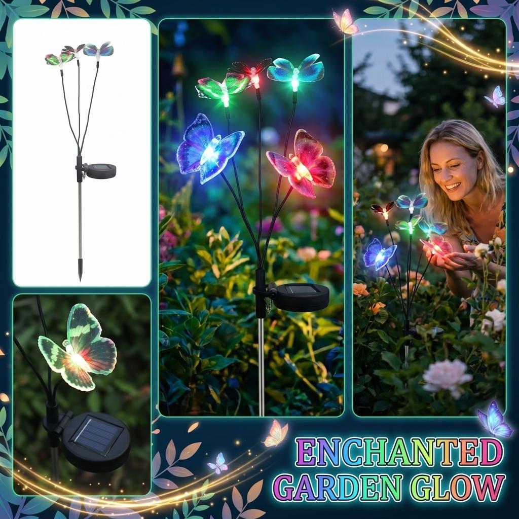 Solar Powered Outdoor Garden Light with Three Flower-Shaped LED Heads Adjustable Stainless Steel Stake for Lawn and Patio Decoration