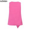 VONDA Damen Rundhals Ärmellos Frontknoten Patchwork Einfarbig Tanktops