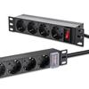 Qoltec Aluminum PDU Power Strip for 19'' RACK | 1U | 16A | 6xSCHUKO | 1.8m