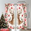2pcs 2D Flat Printing Christmas Curtains Deer Heart Holly Christmas Fabric Without Electricity Festive Holiday Use for Classroom