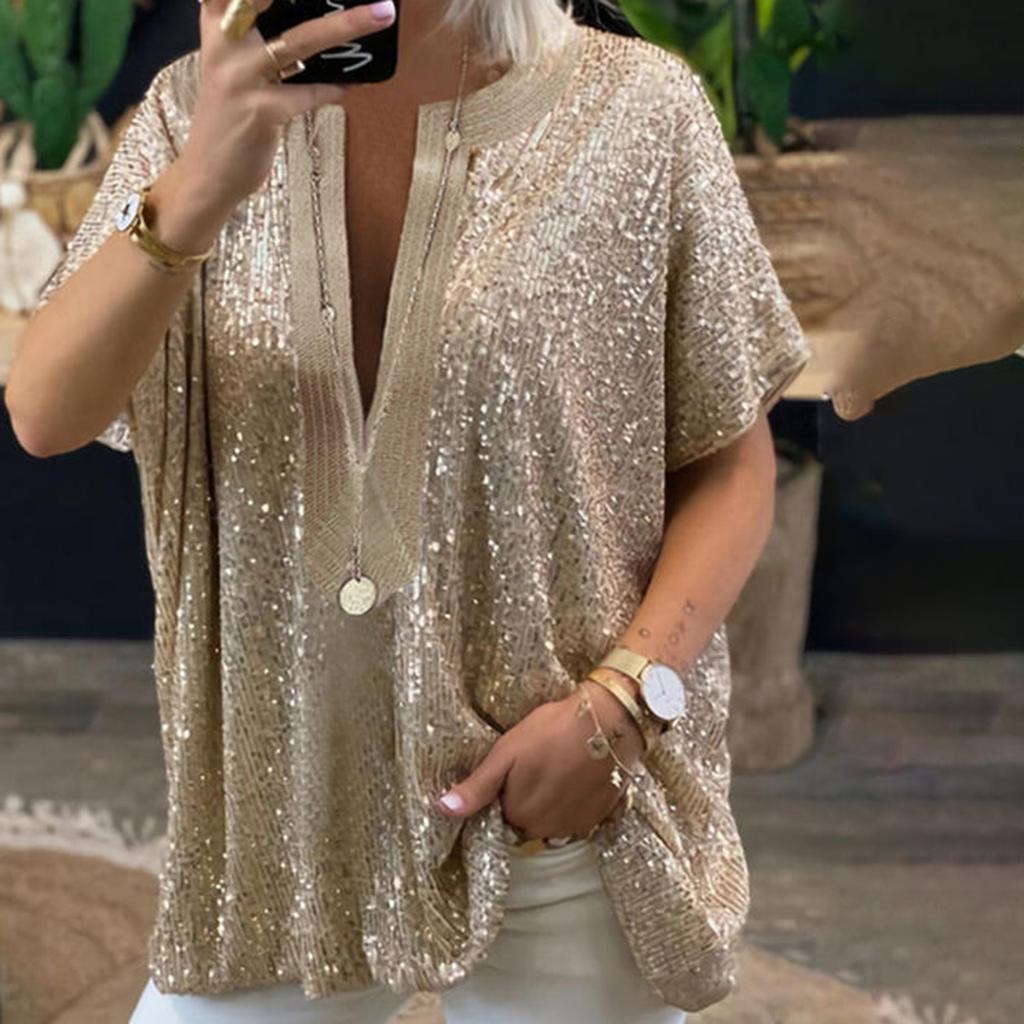 Buy T-Shirt Sequins Loose Women Ladies 