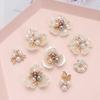 10PCS Flower-shaped Pearl Rhinestone Buttons Sparkling Crystal Hairpins Decoration Buttons Clothes Apparel Sewing Accessories
