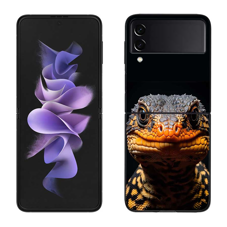 Lizards and Geckos Have Big Eyes Phone Case For Samsung Z Flip 7 6 5G Galaxy Z Flip 5 4 3 Black Hard Cell Cover Luxury PC Shell