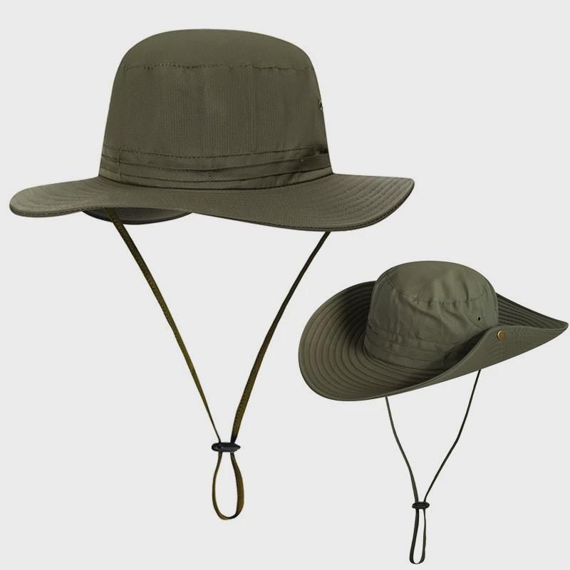

Fishing Sun Hat UV Protection Hiking Big Brim Jean Fisherman Hat Outdoor Summer Men Sun Protection Hat YF005 Army Green One hat and two large brim