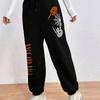 Rock And Roll Buchstabenaufdruck Hose Lässige Jogginghose Damen Fleece Kordelzug Lange Hose Mode Straße Damen Sport Schweißhose