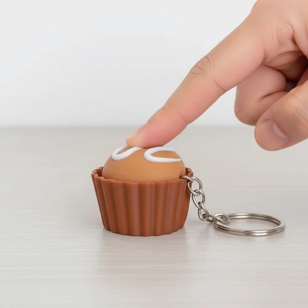 3D Printed Cake Clicker Key Chain Pendant Sensory Clicker Toys Button Dessert Key Ring Daily