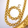 Xin Duo Duo Stainless Steel 18K Electroplated Irregular Round Link Chain Necklace & Bracelet