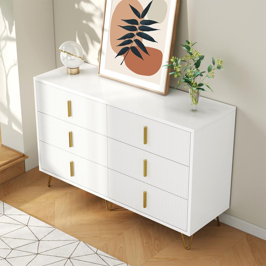 Elegant Sideboard with Modern Design, Chest of Drawers and Lots of Storage Space, Gold Handles