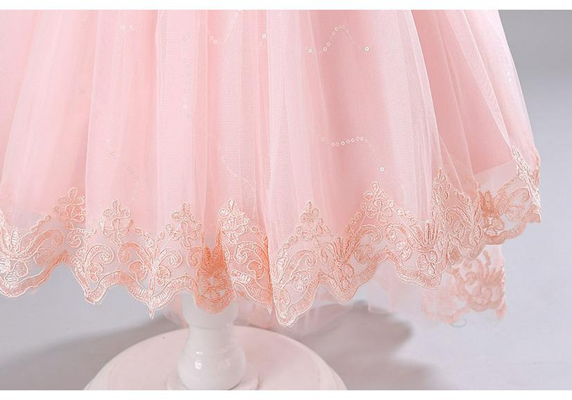 Girls' Formal Princess Festival Performance Wedding Dresses with Mesh and Trailing Fluff