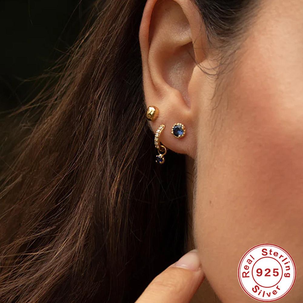 Fashion S925 Sterling Silver Simple Multi-Diamond Zircon Love Pendant Earrings Earrings Earrings