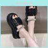 Elegant Thick Sole Height Increasing Sandals For Women In Summer With Chic Pearl Accent