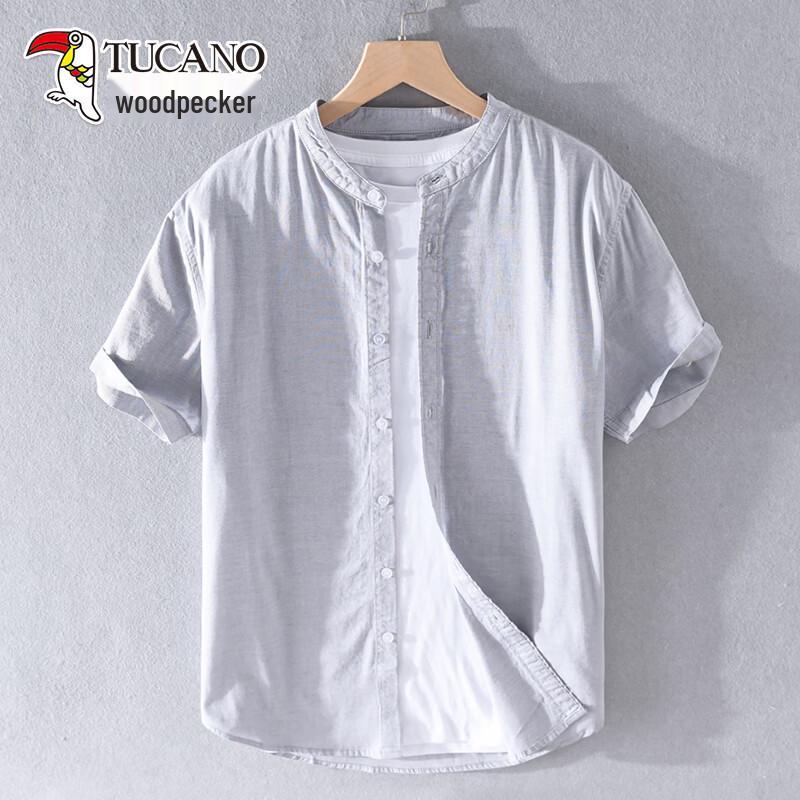 TUCANO Men s Short Sleeve Collarless Casual Shirt XL
