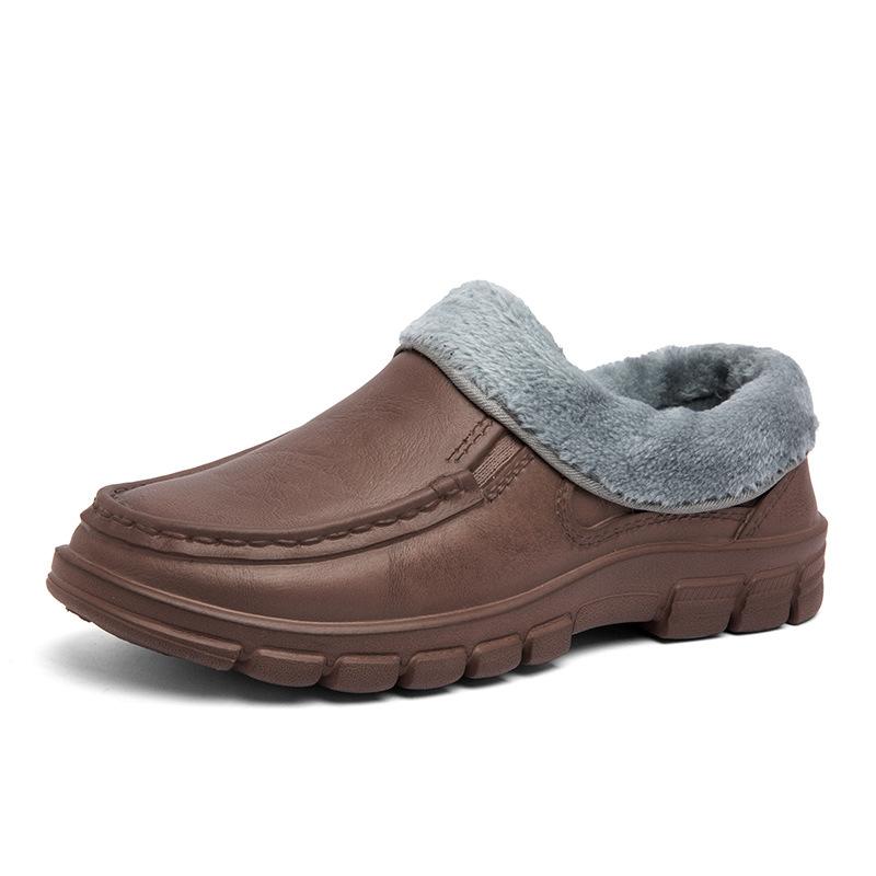 

Large size 48 men s shoes lazy one pedal velvet cotton shoes men s non-slip thick sole wear-resistant catering work chef shoes men 48 темно-коричневого кольору