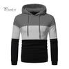 Men Fall Winter Hoodie Colorblock Drawstring Long Sleeves Big Pocket Hooded Retro Thin Loose School Daily Wear Casual Sport Top