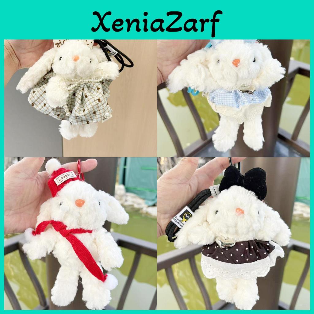 Dopamine Grid Rabbit Soft Toy Keyring With Colorful Bow For Collectors