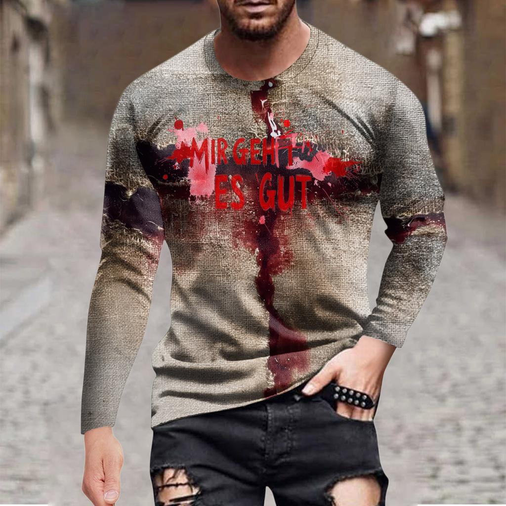 Halloween Printed Men's Long-sleeved Top T-shirt Casual Daily Wear