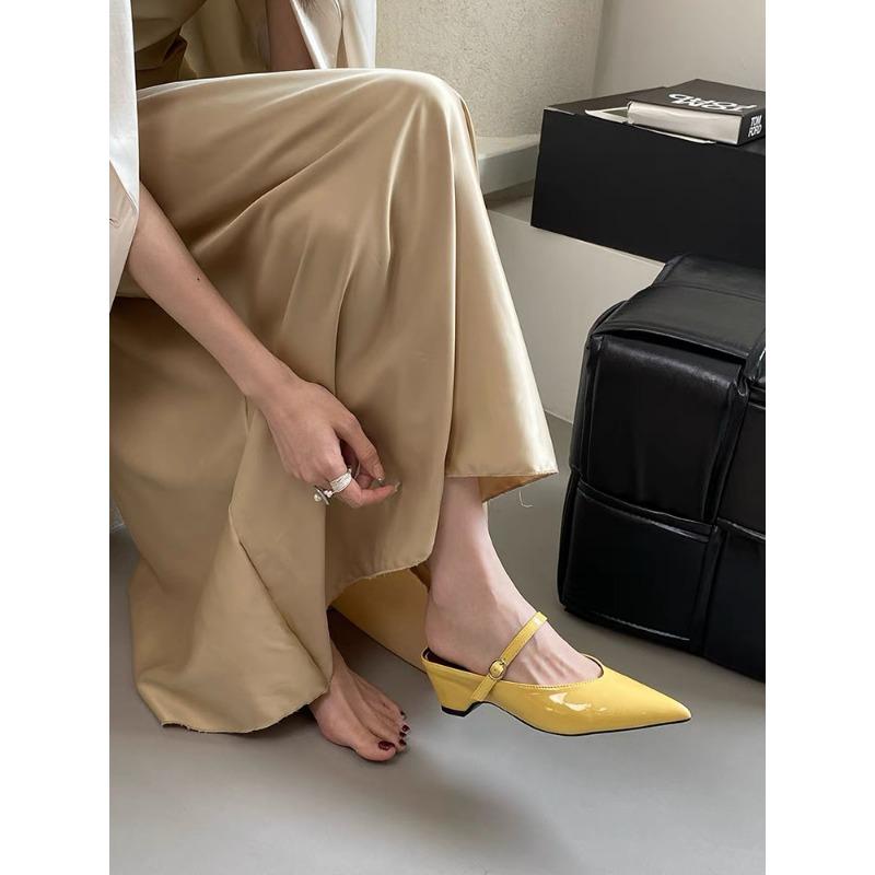 

Французские полутапочки с бантиком и острым носком. Полуподдерживающие одинарные туфли на плоской подошве для женщин. 40 жёлтый
