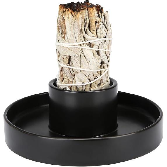Sage Holder, White Sage Burner, Smudge Bowl, Palo Santo Holder, 3 in 1Incense Holder, Ceramic Incense Holder Bundle, White Sage Bundle Holder for