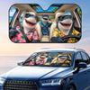 Shark In Hawaiian Shirt Funny Sun Visor Car Windshield Sunshade UV Protection Reflective Foldable Heat Insulation Cover