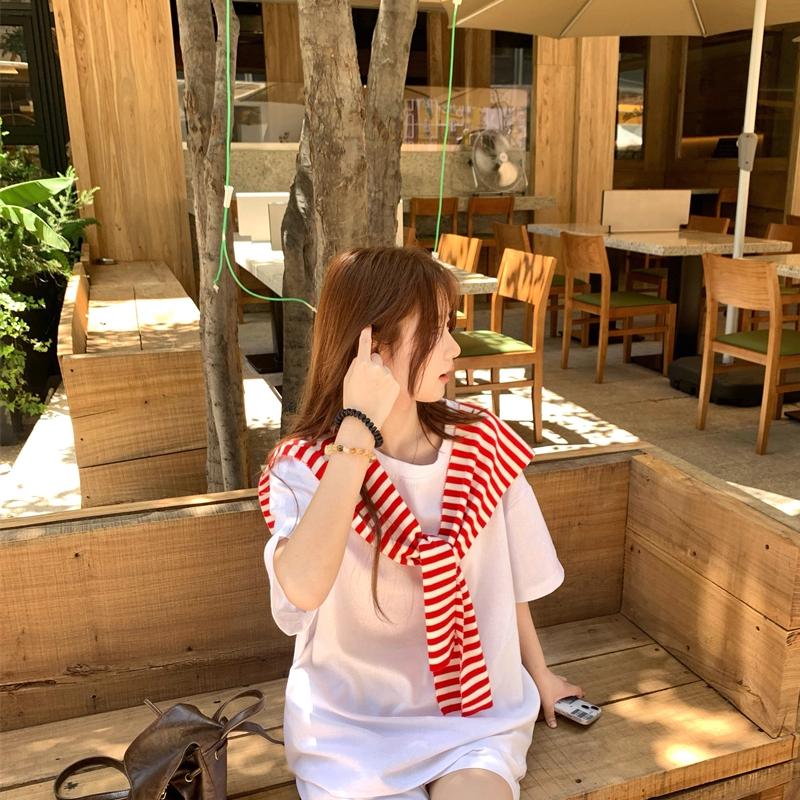 Red And White Striped Shawl Versatile High-End Women'S Outerwear Knitted Scarf