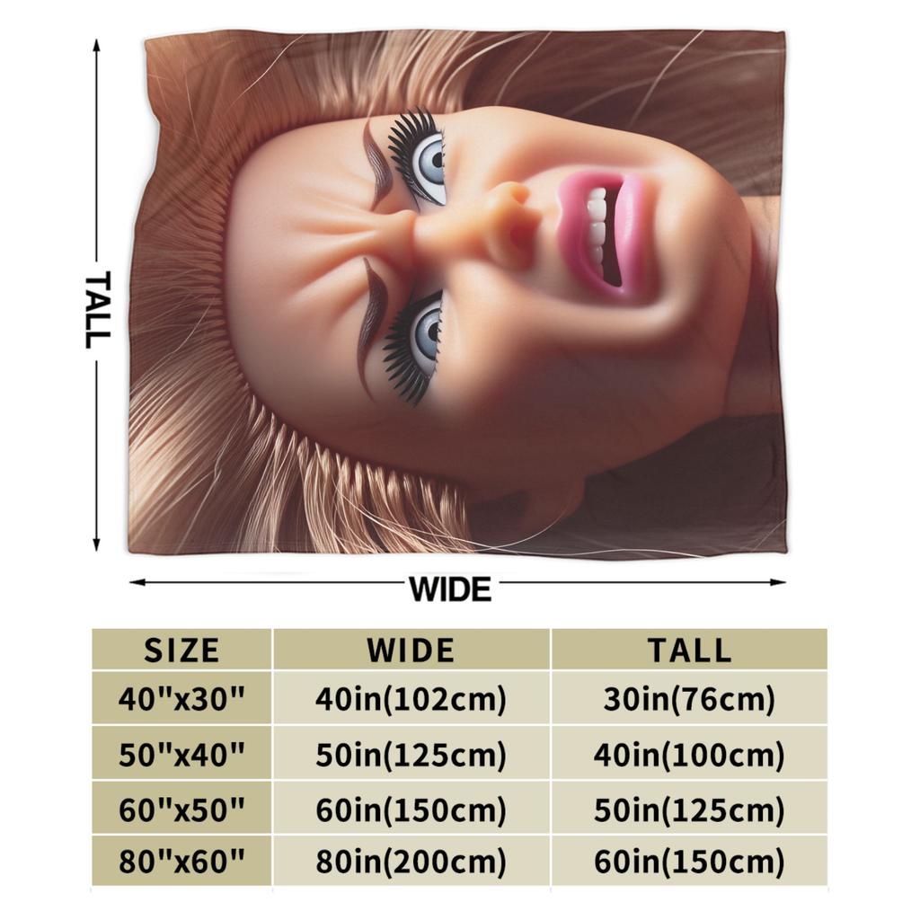 Warm Soft blanketBoy Girl Airplane Travel Funny Disgusting Doll Face Meme Hilarious Sarcastic Throw Blanket Flannel Bedspread