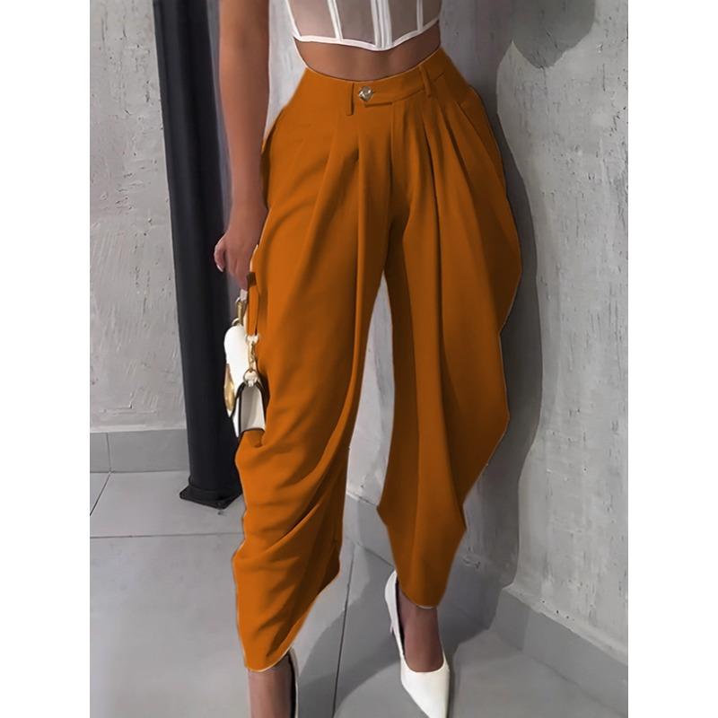 Mid Waist Women's Cargo Harem Sweat Pants with Ruched Casual Street Style Trousers Office Ladies Work Trousers