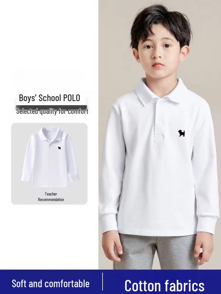 Kinder Baumwolle Langarm Poloshirt - 2026 Neu Frühling Jungen Cartoon Revers Oberteil