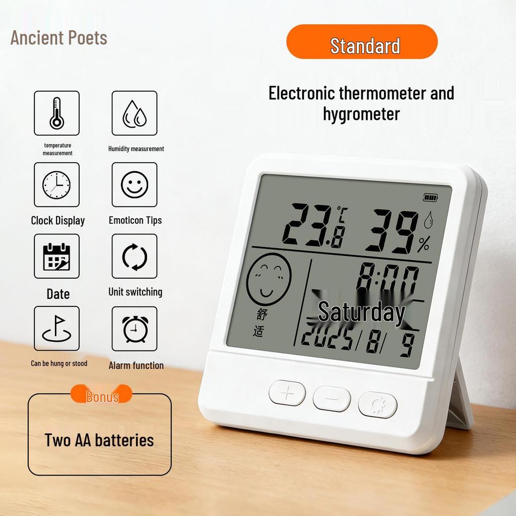 High-Precision Indoor Temperature & Humidity Meter with Magnetic Mount and Large-Display