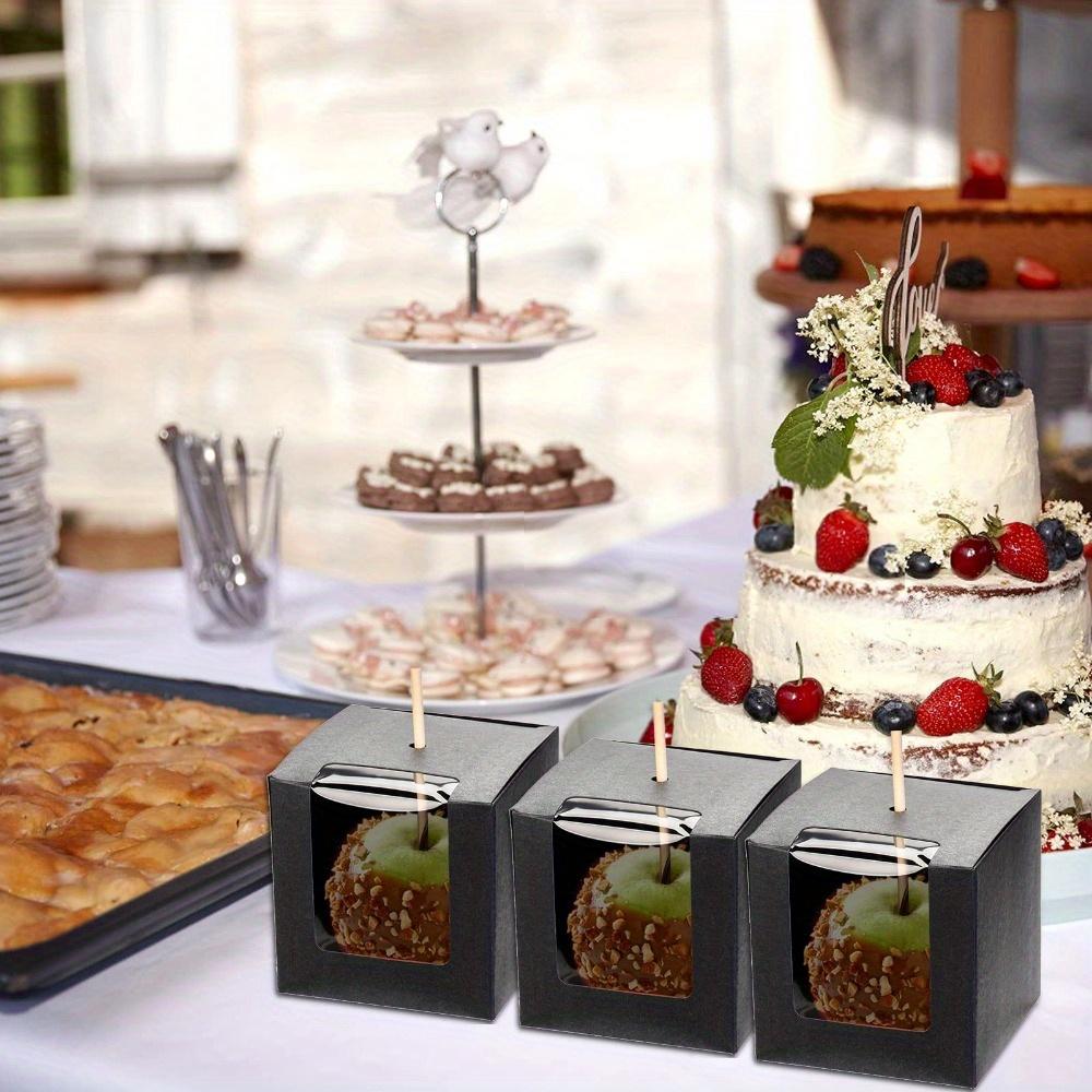 20pcs Black Treat Boxes with Transparent Window and Hole Paper Gift Box Square Gift Packing Box for Party Wedding Thanksgiving New Year's Dates