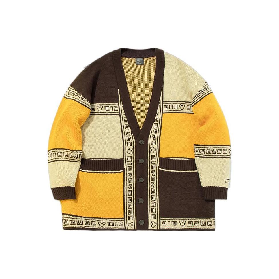 Li Ning X Disney Mickey Mouse Pattern Casual Long Sleeve Sweater Unisex sweater Yellow AMBQ022-2