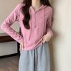 European Station Early Autumn 2024 New Hooded Long-sleeved Sweatshirt for Women Spring and Autumn Short Pink Inner Layered Shirt Top