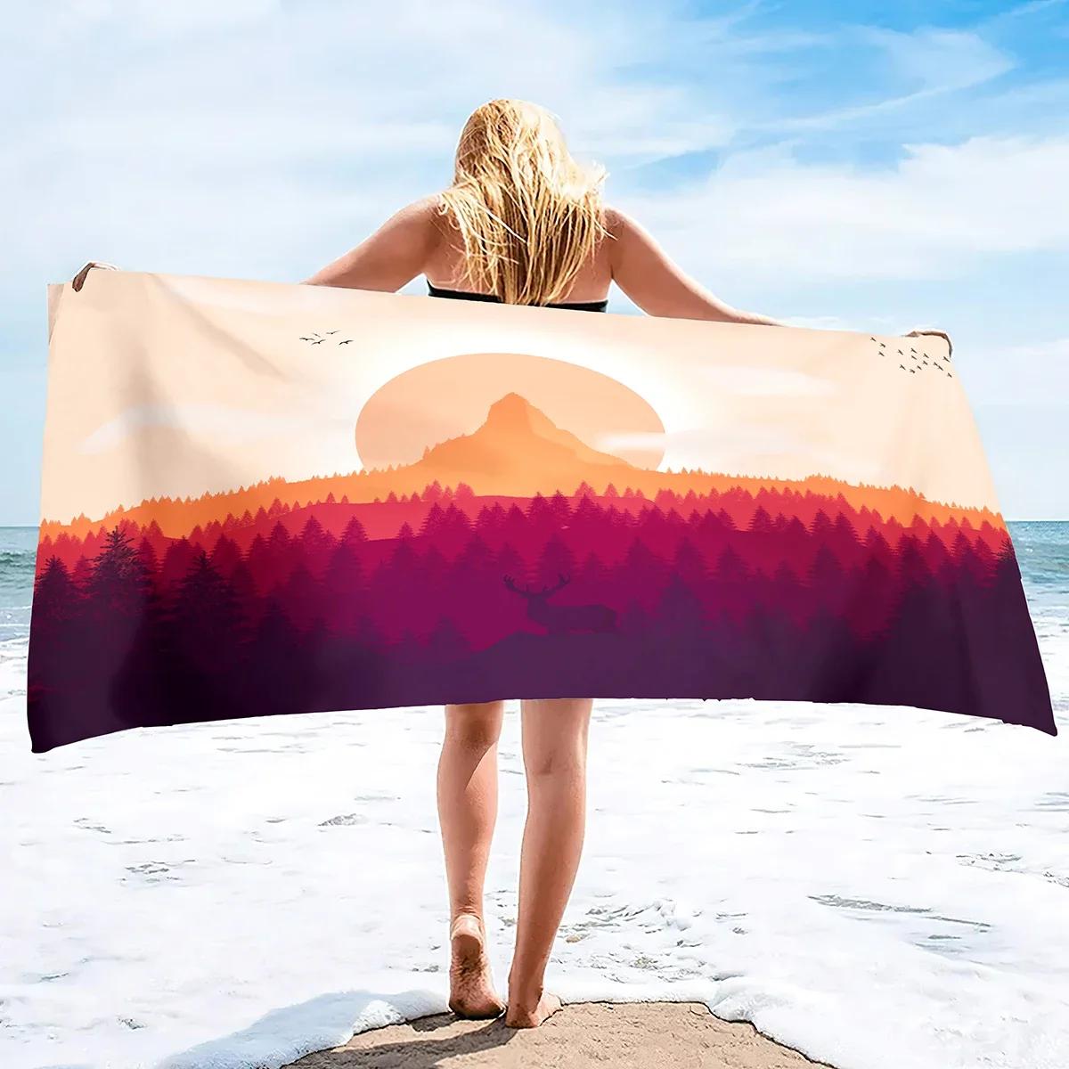 

Sunrise Microfiber Thin Beach Towel Lightweight Oversized Extra Large Sand Free Towel Quick Dry Travel Pool Camping Sports Beach W40*H60(CM)