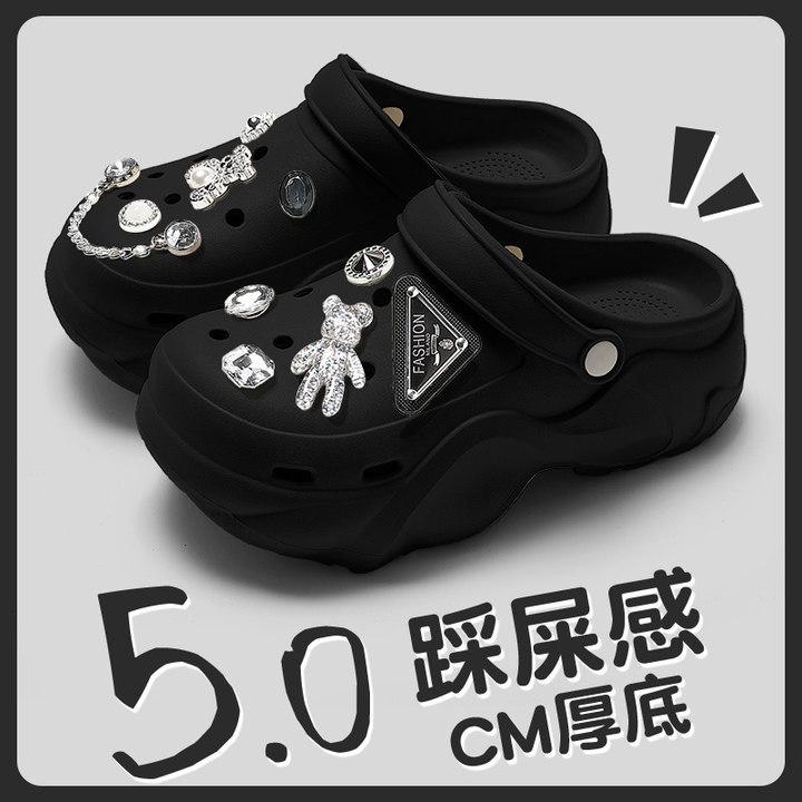 2025 Trendy Xiaohongshu Influencer Cute Cartoon Non-slip Thick-soled Summer Outdoor Closed-toe Slippers