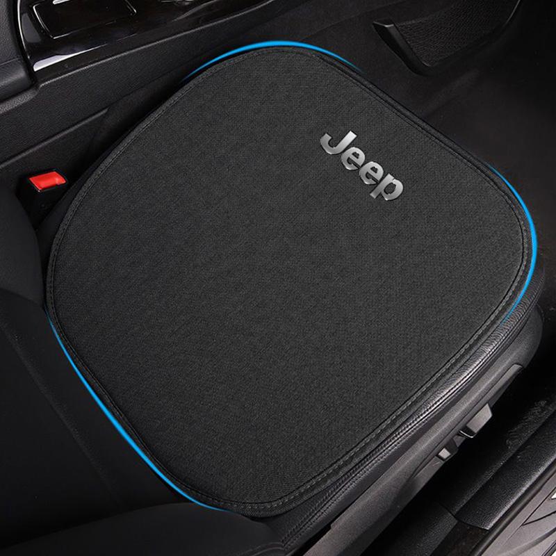 Car Seat Cushion Cover Breathable Flax Fabric Soft Cushioning For Jeep Grand Cherokee Wrangler JK Gladiator Compass Renegade