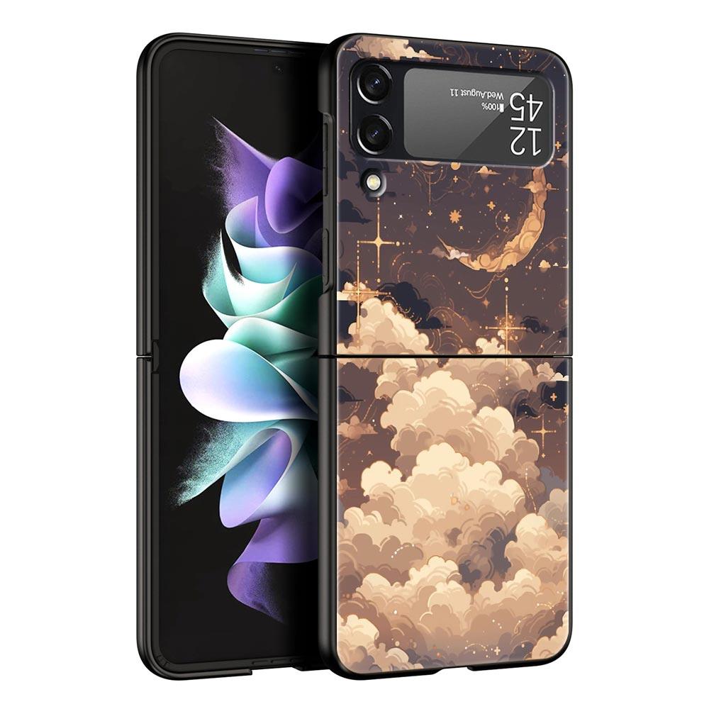 Fashion Starry Sky Stars Hard PC Phone Case For Samsung Galaxy Z Flip 7 6 5 4 Black Cover For Galaxy Z Flip 3 Foldable Shell Bag