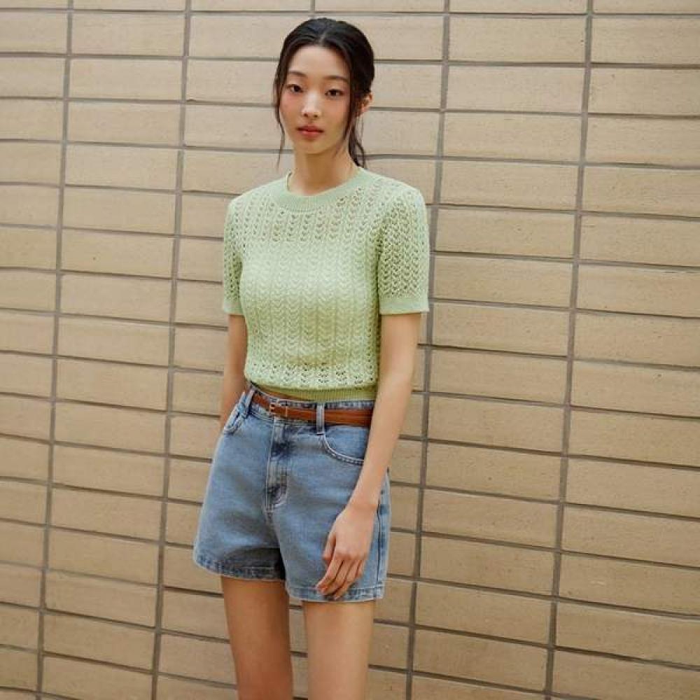

Lap Unisex Round Crochet Short Sleeve Knit As2kh465 LM (lime)/FF