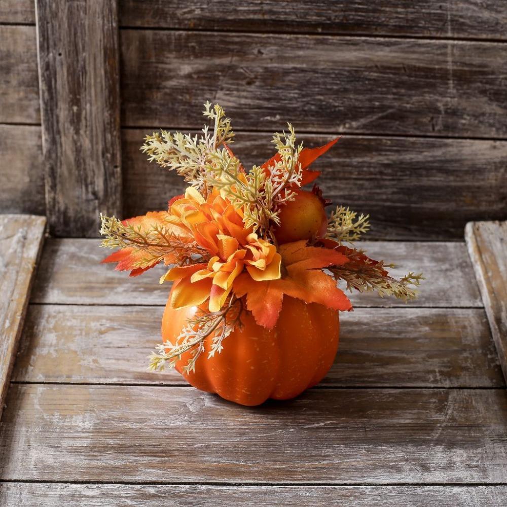 Artificial Pumpkin Autumn Herbst Decoration Chrysanthemum Home Decor Thanksgiving Halloween Table Entryway Sideboard Figurines