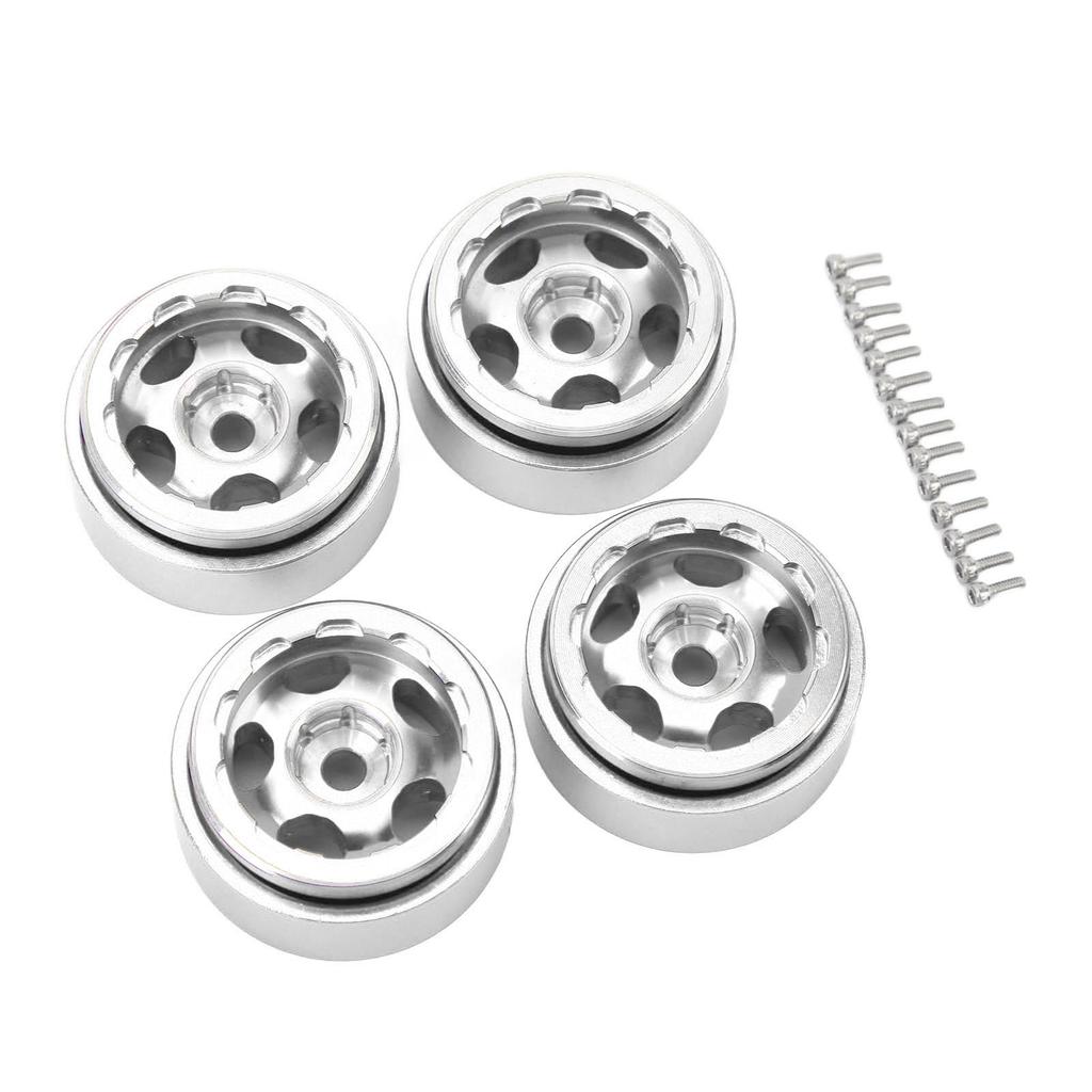 4pcs RC Car Beadlock Wheels Rims Wear Resistance Aluminum Alloy 1.0 Inch Wheels Rims for Traxxas