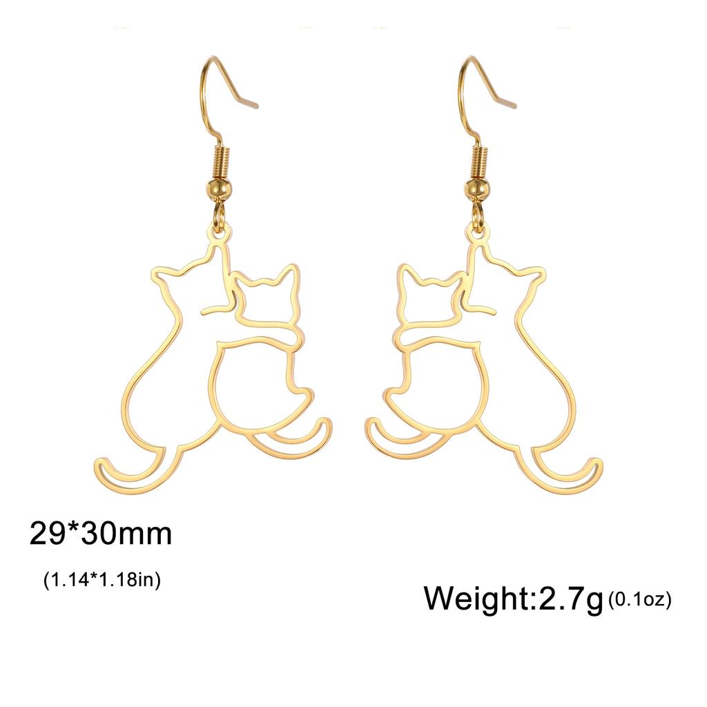 Cazador Hugging Cats Kittens Earrings for Women Stainless Steel Cute Dog Dangle Earrings 2026 Trend Jewelry Birthday Gift