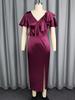 Plus Size Wine Red V-Neck Ruffle Bodycon Evening Gown